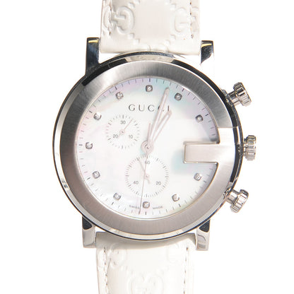 Gucci Stainless Steel Calfskin Diamond Mother of Pearl 44mm G-Chrono Quartz Watch 1 of 7