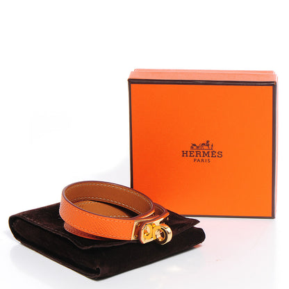 Hermes Epsom Kelly Double Tour Bracelet S Orange 4 of 8