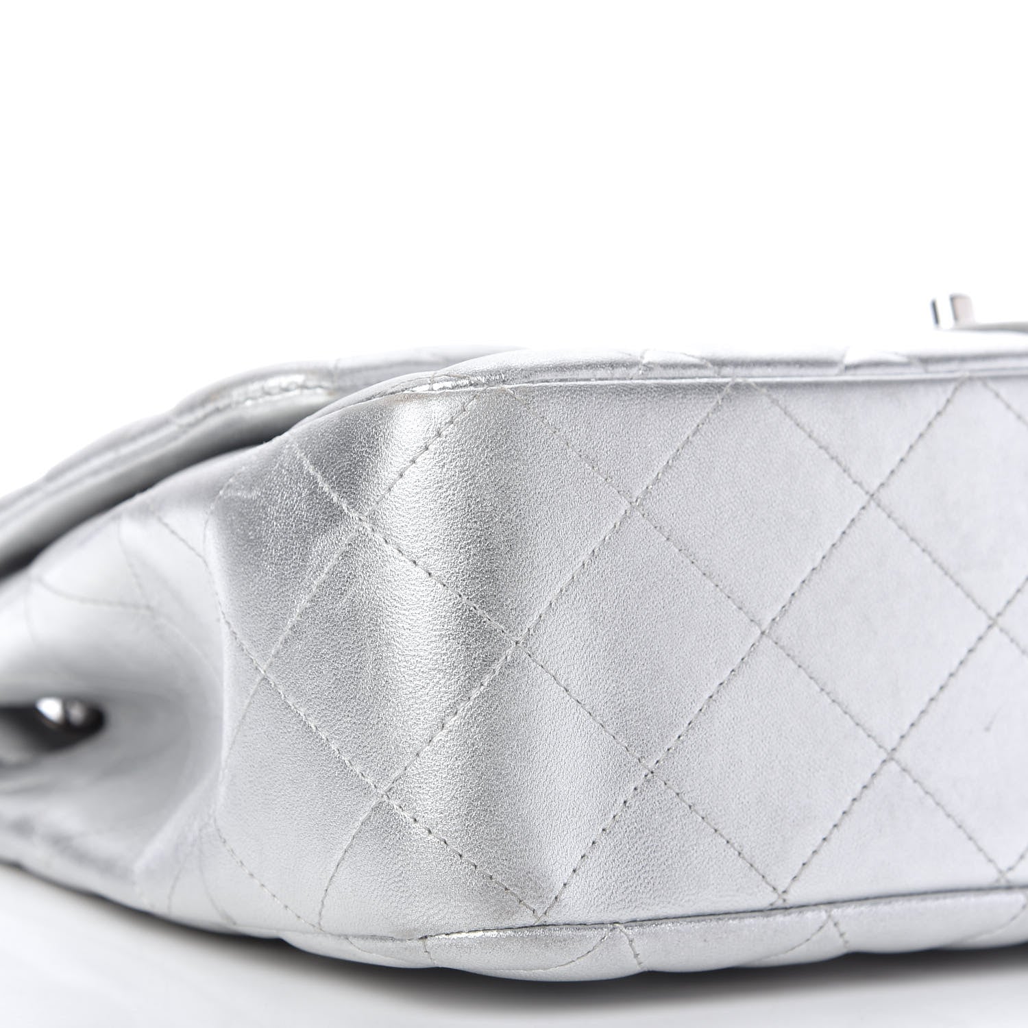 Chanel Metallic Lambskin Quilted Jumbo Single Flap Silver 6 of 10