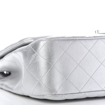 Chanel Metallic Lambskin Quilted Jumbo Single Flap Silver 6 of 10