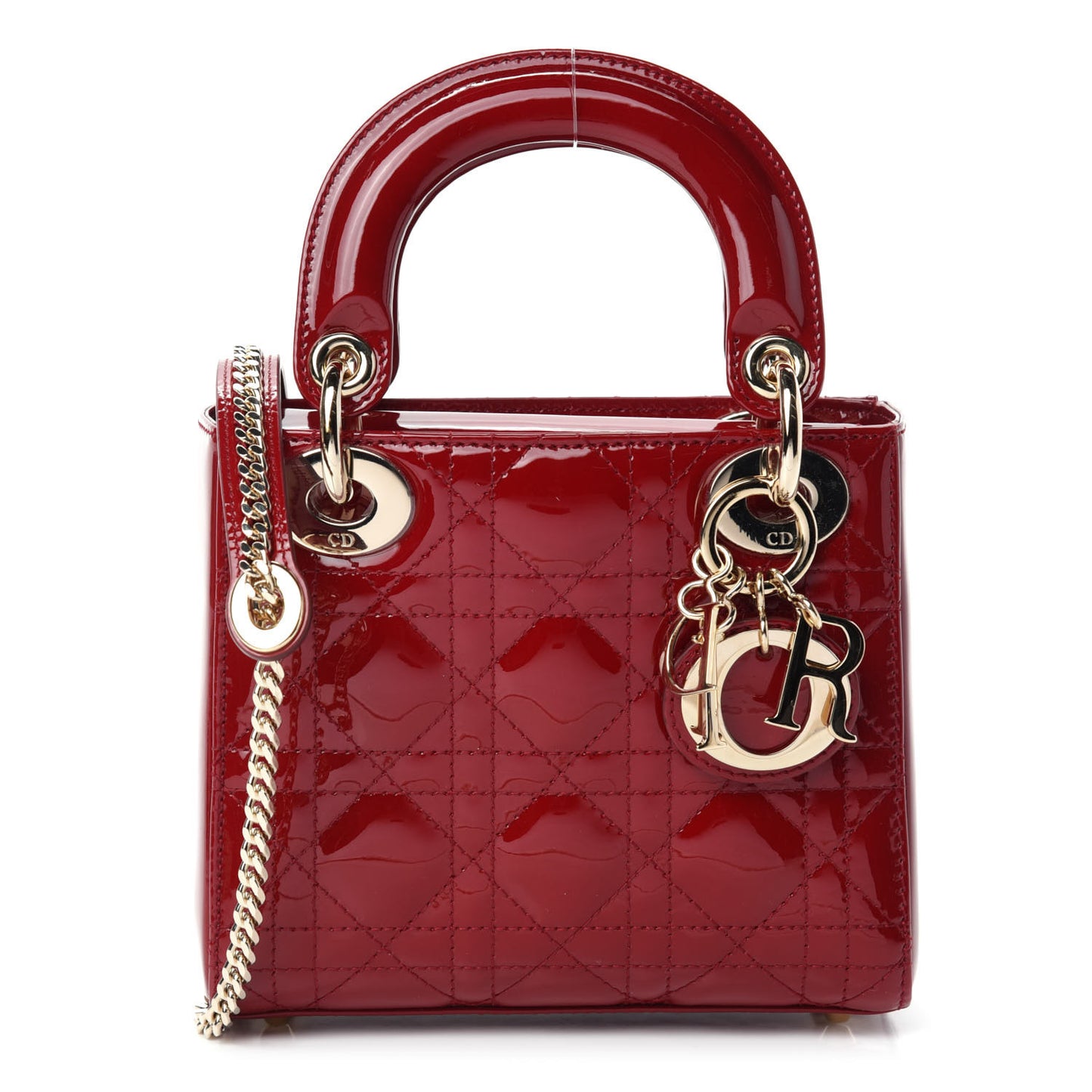 Patent Cannage Mini Lady Dior Red