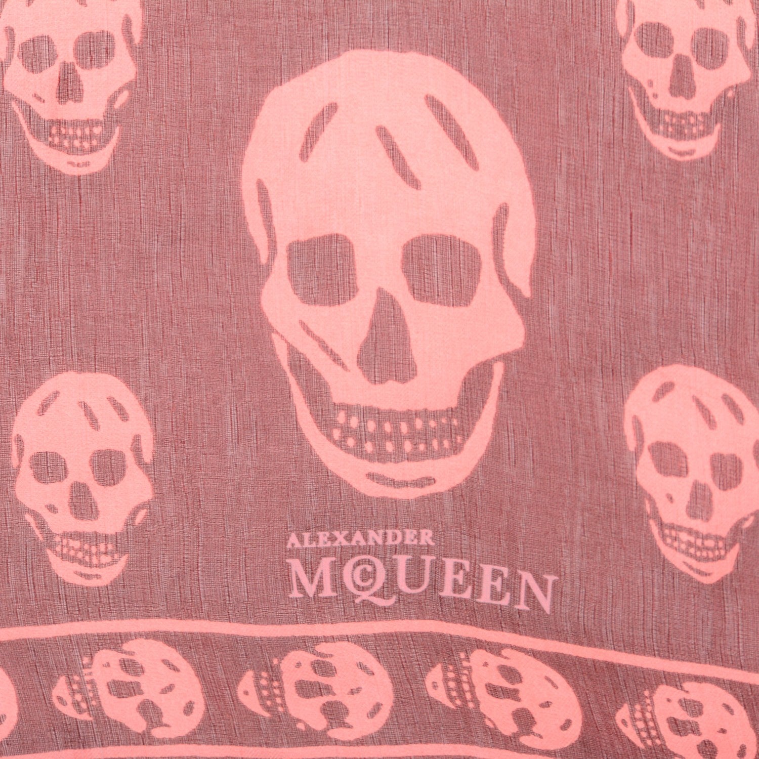 Alexander McQueen Silk Chiffon Skull Scarf Burgundy 4 of 5
