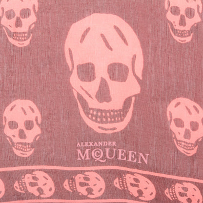 Alexander McQueen Silk Chiffon Skull Scarf Burgundy 4 of 5