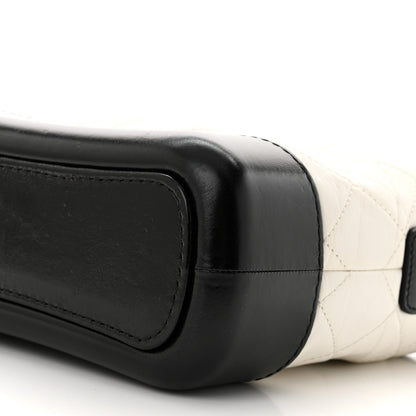 Chanel Aged Calfskin Quilted Small Gabrielle Hobo Black White 10 of 10