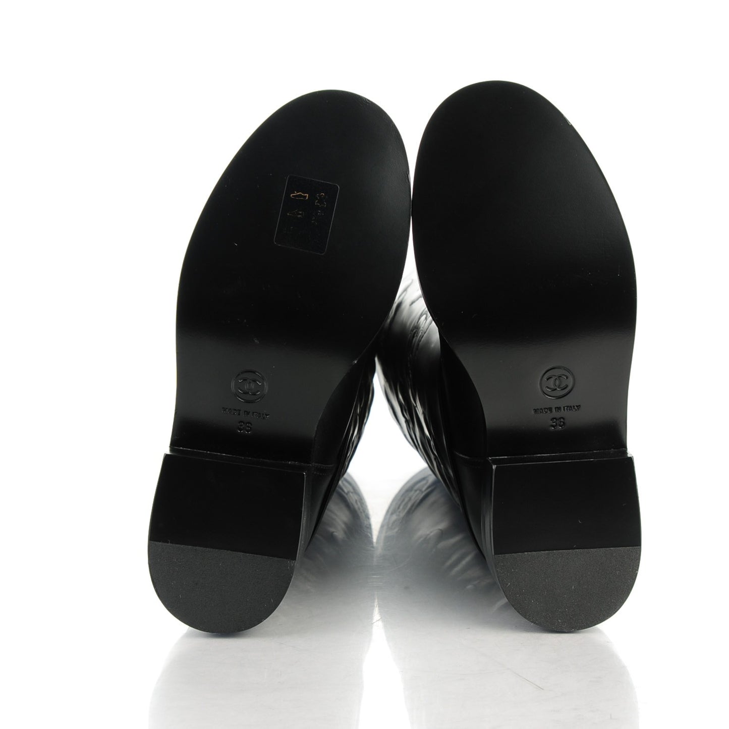 Calfskin Camellia High Boots 36 Black