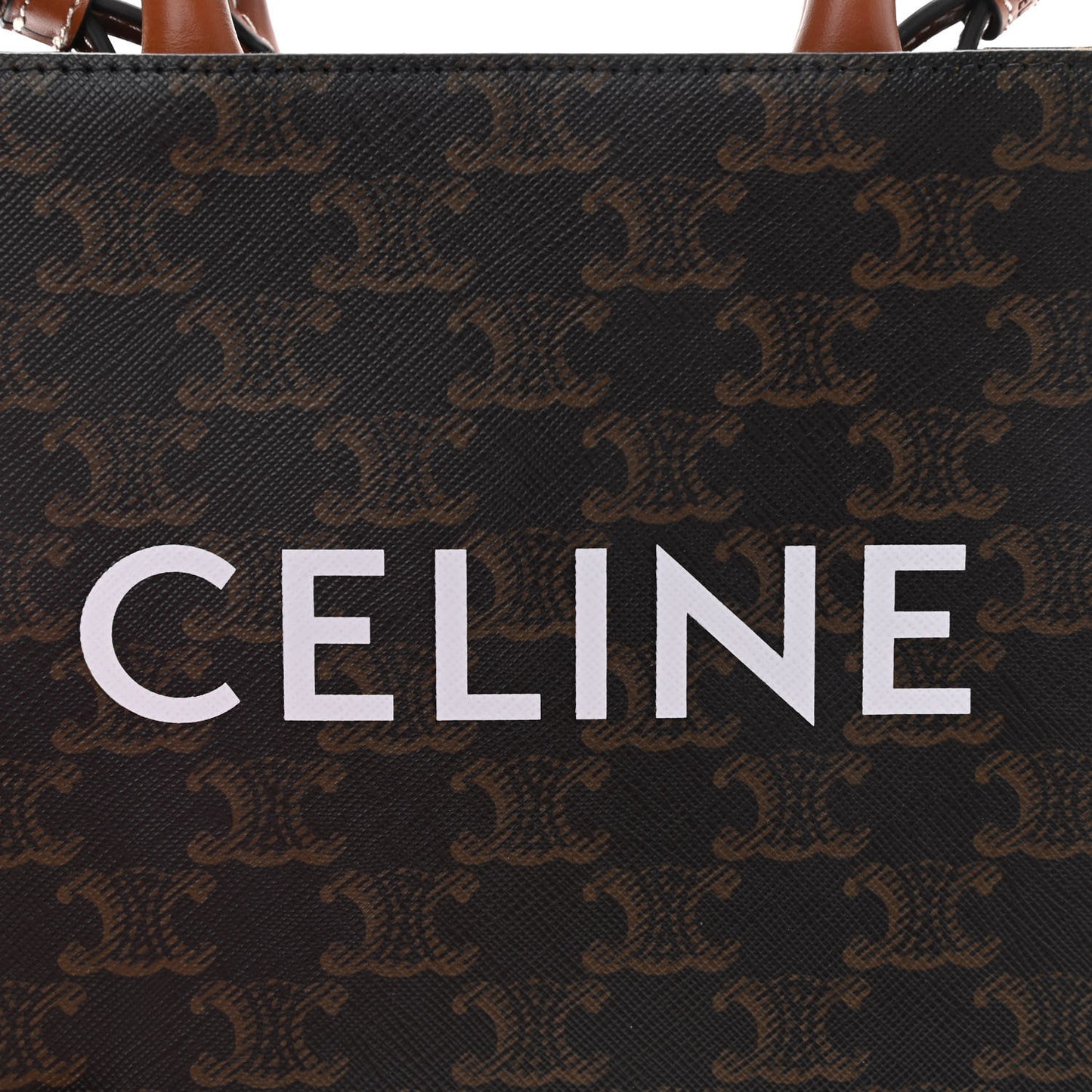 Triomphe Canvas Calfskin Mini Vertical Cabas Tan