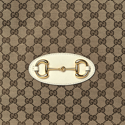 Gucci Monogram New Sakai Calfskin Lux Horsebit 1955 Tote Beige Ebony Mystic White 9 of 11