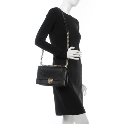 Christian Dior Grained Calfskin Medium Diorama Flap Bag Black 2 of 8