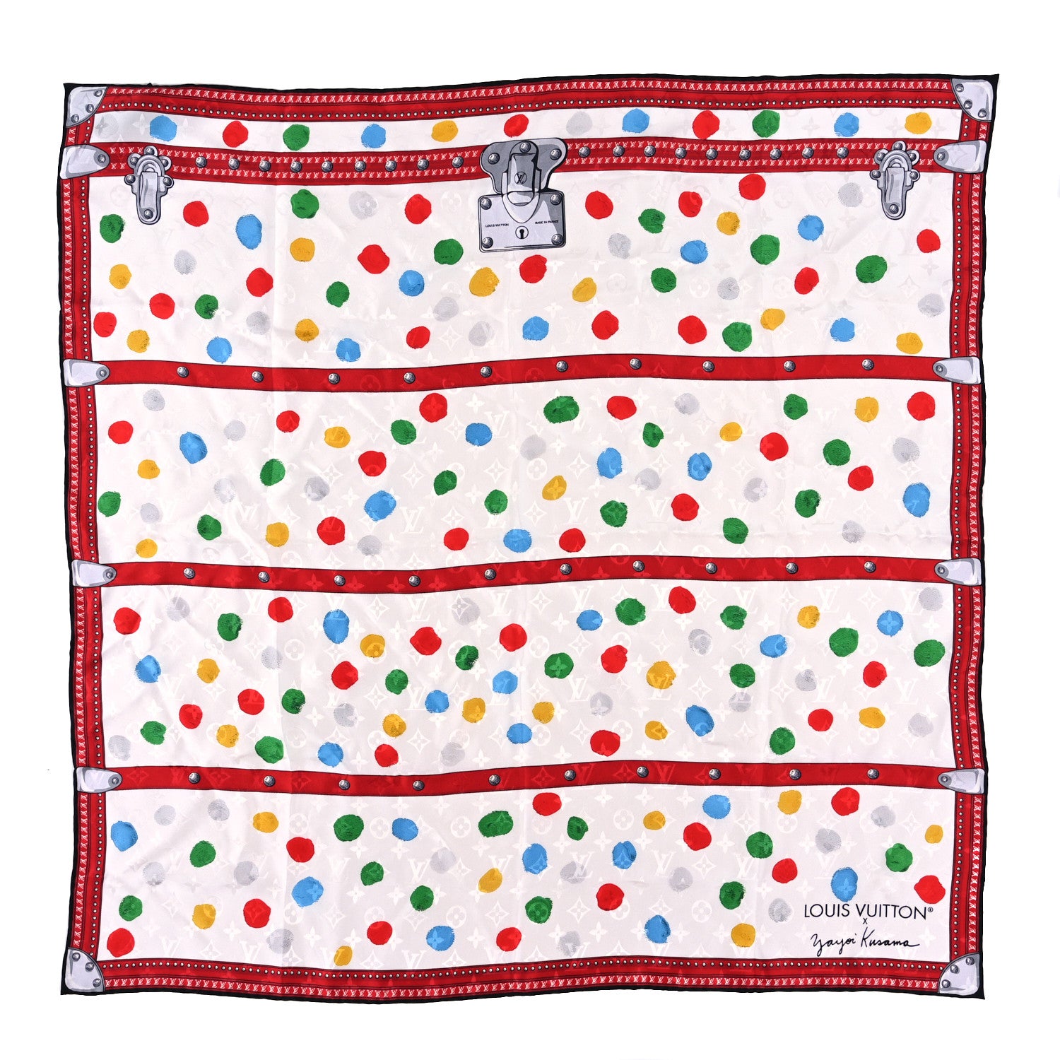 Louis Vuitton LV X YK Silk Monogram Dots Scarf 90 White 1 of 4
