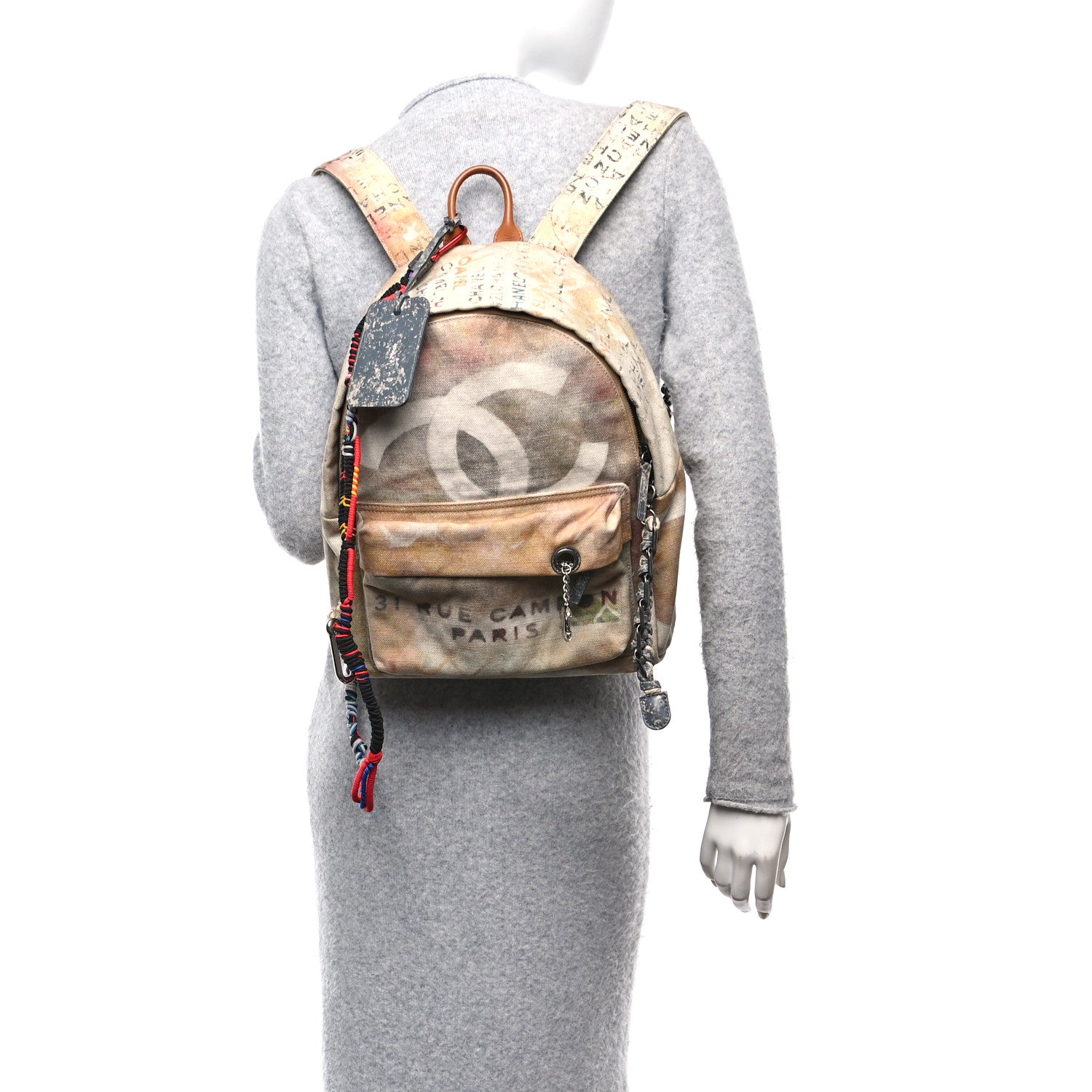 Chanel Graffiti Printed Canvas Medium Backpack Beige 2 of 10