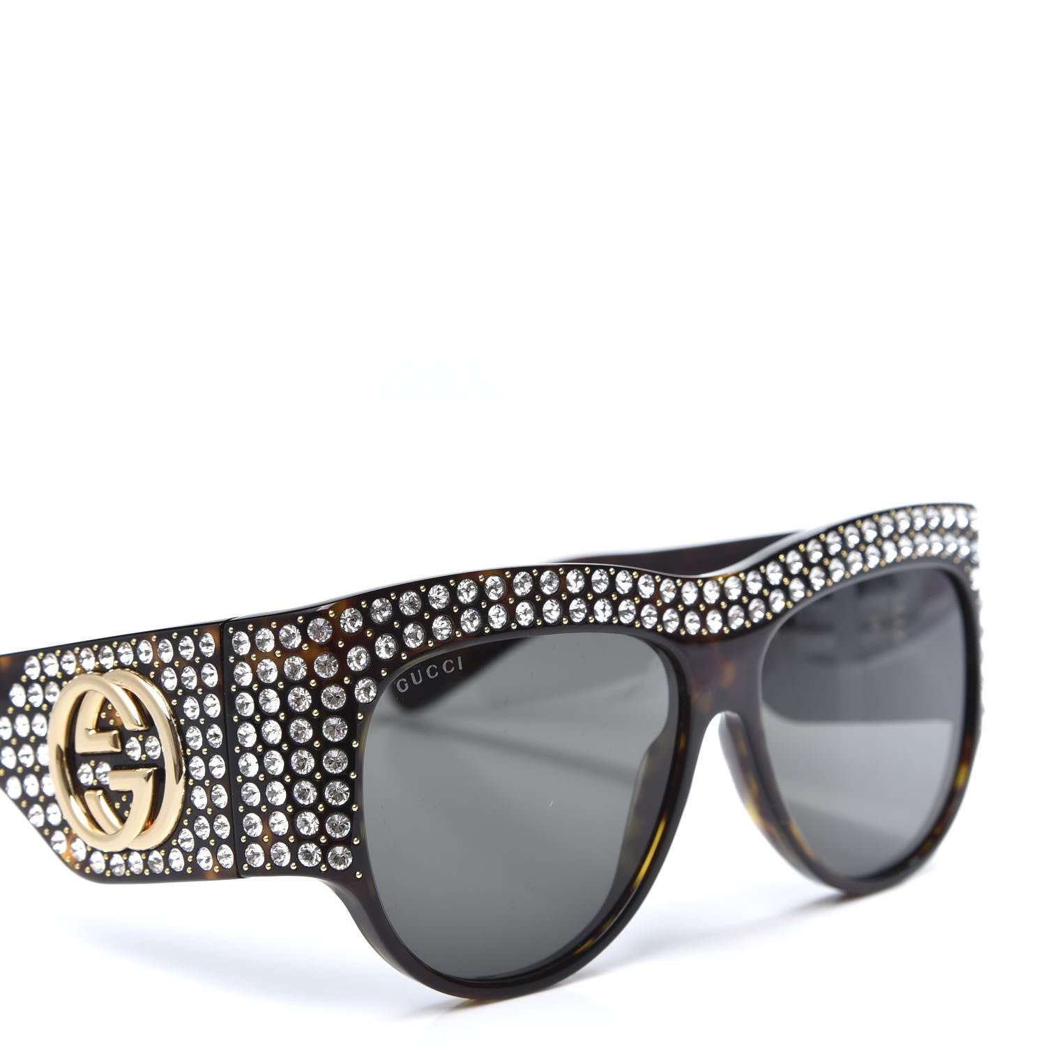 Gucci Acetate Crystal Oversize Hollywood Forever Sunglasses GG0144S Tortoiseshell 7 of 7