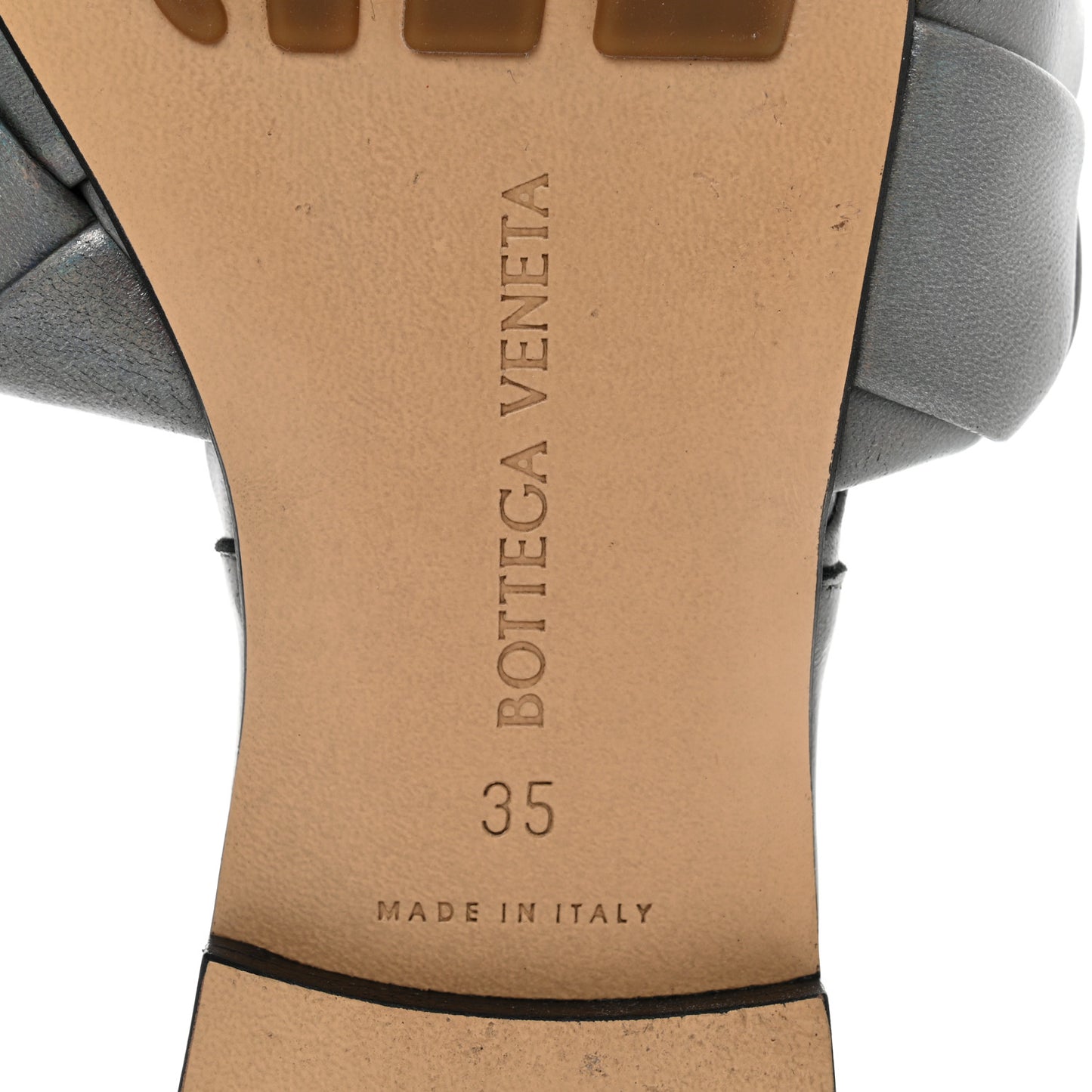 Laser Nappa Maxi Intrecciato Lido Flat Sandals 35 Oyster