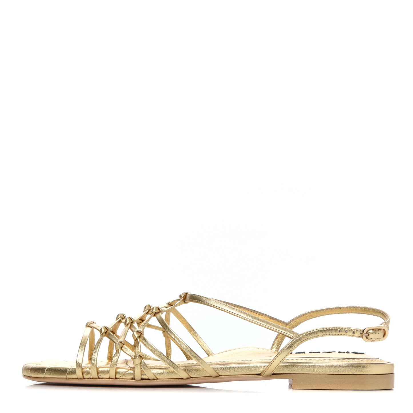 Laminated Lambskin CC Sandals 39.5 Gold