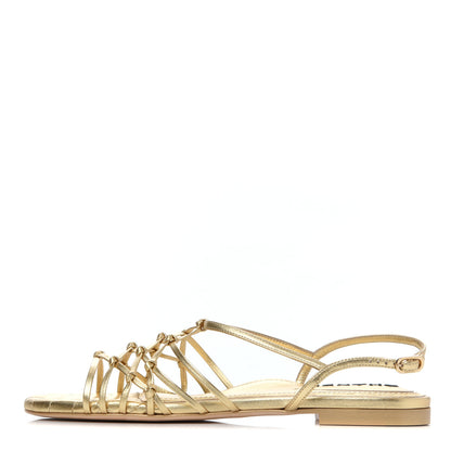 Chanel Laminated Lambskin CC Sandals 39.5 Gold 1 of 30