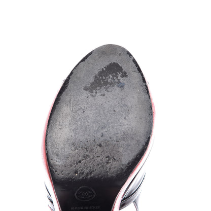 Chanel Patent Wedge Sandals 37 Black Red 13 of 19