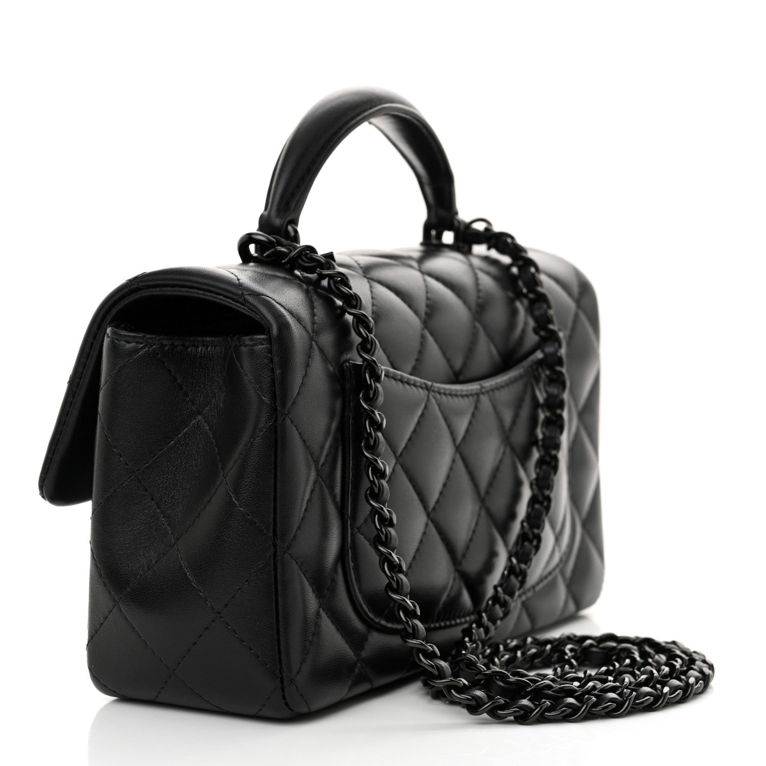Chanel Lambskin Quilted Mini Top Handle Rectangular Flap So Black 2 of 12