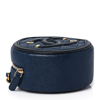 Chanel Caviar Quilted Round Filigree Crossbody Navy Black 4 of 11