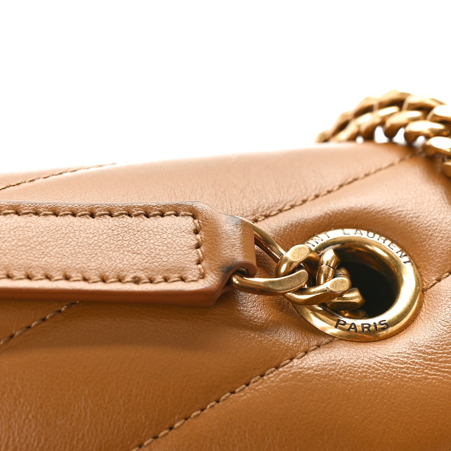 Saint Laurent Calfskin Y Quilted Monogram Medium Loulou Chain Satchel Dark Natural 11 of 12