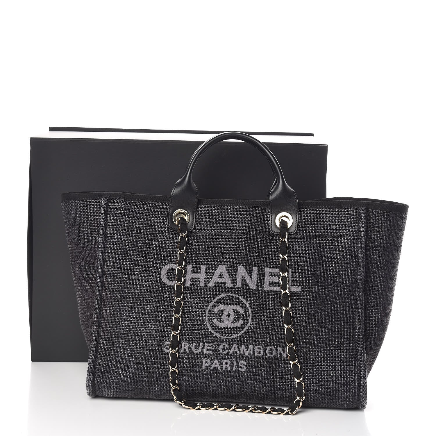 Chanel Woven Straw Raffia Large Deauville Tote Black 11 of 11