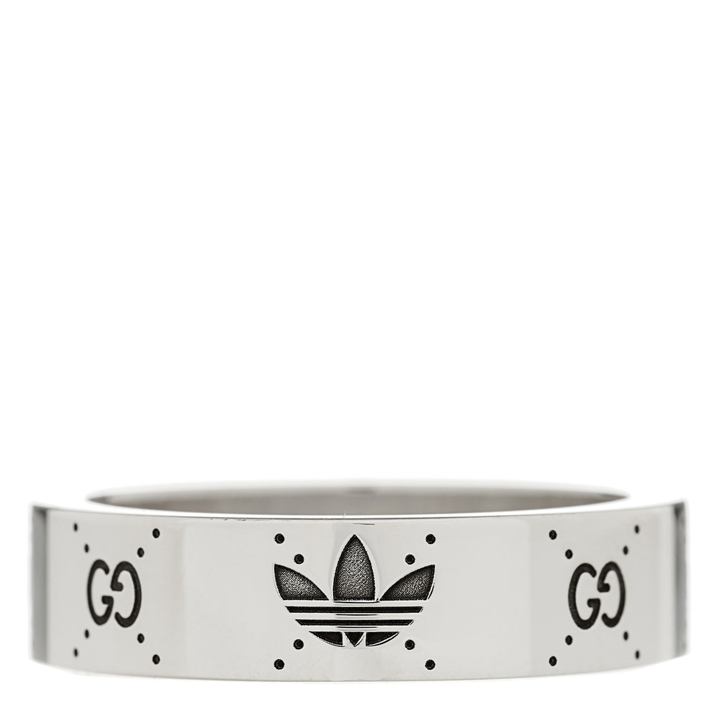 X ADIDAS Sterling Silver Trefoil GG Monogram Band Ring 63 10.5