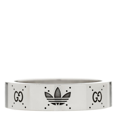 Gucci X ADIDAS Sterling Silver Trefoil GG Monogram Band Ring 63 10.5 1 of 7