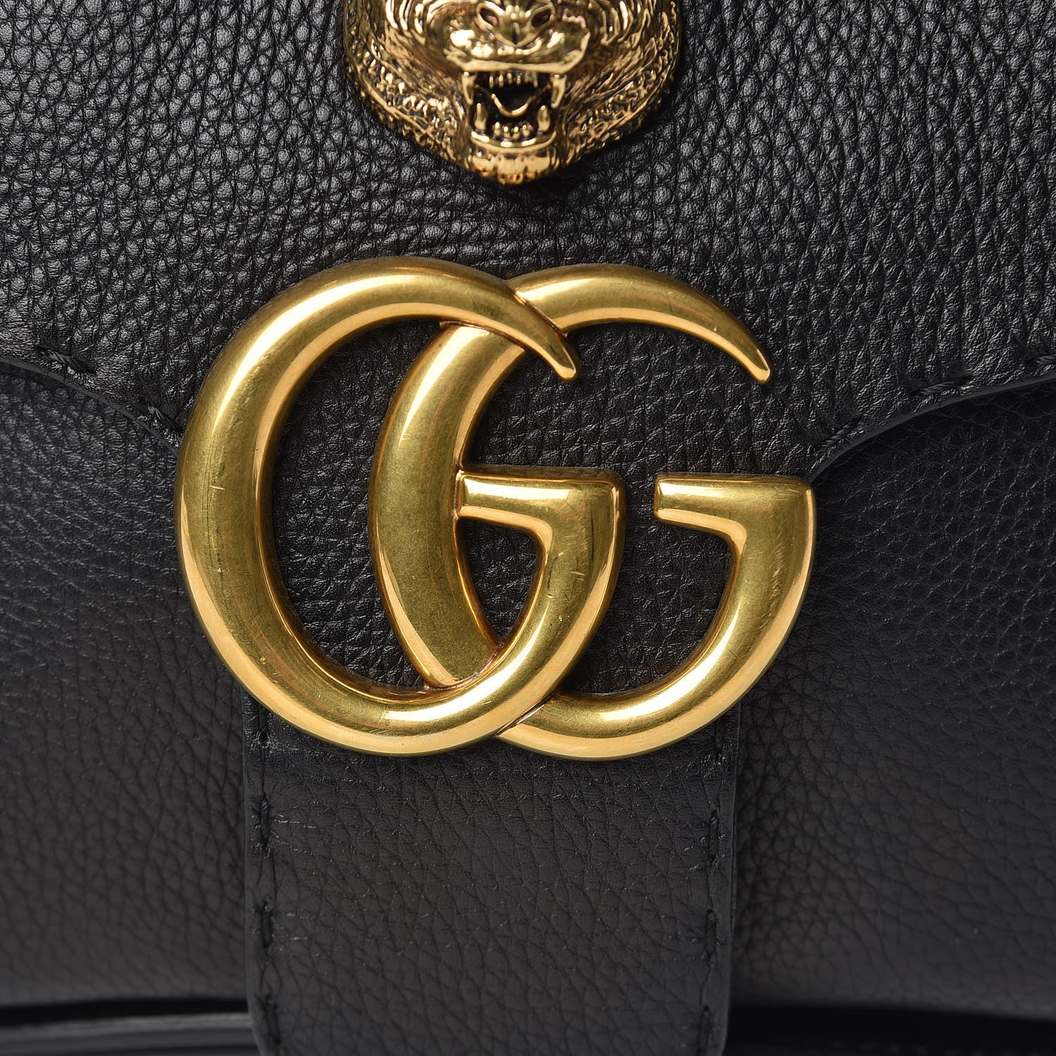 Gucci Cellarius Calfskin Feline GG Marmont Flap Shoulder Bag Black 8 of 11