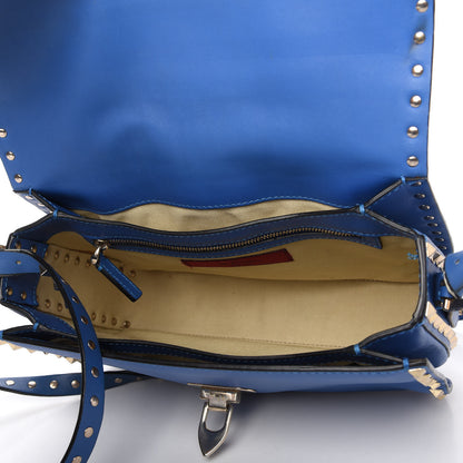 Valentino Garavani Vitello Medium Rockstud Flap Saddle Bag Light Sapphire 5 of 12