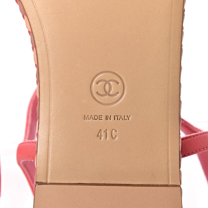 Chanel Lambskin Chain CC Logo Thong Sandals 41 Bright Pink 6 of 7