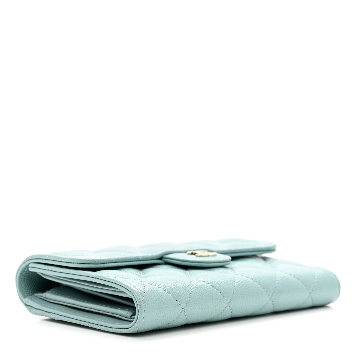 Caviar Quilted Medium Flap Wallet Light Blue