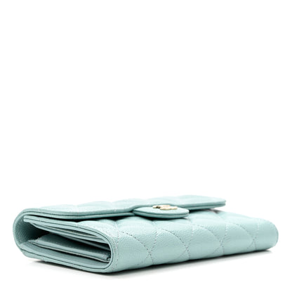 Chanel Caviar Quilted Medium Flap Wallet Light Blue 5 of 11