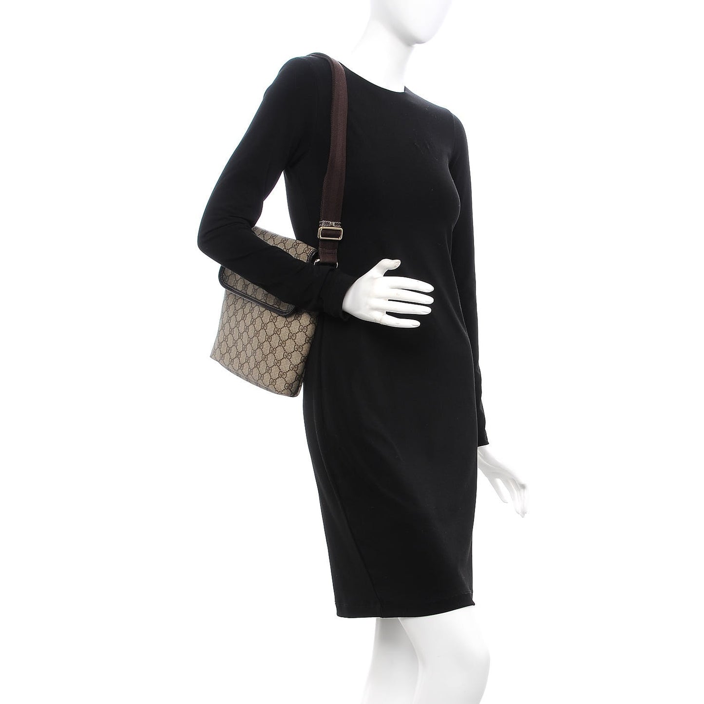 GG Plus Monogram Small Flap Messenger Bag Beige Dark Brown