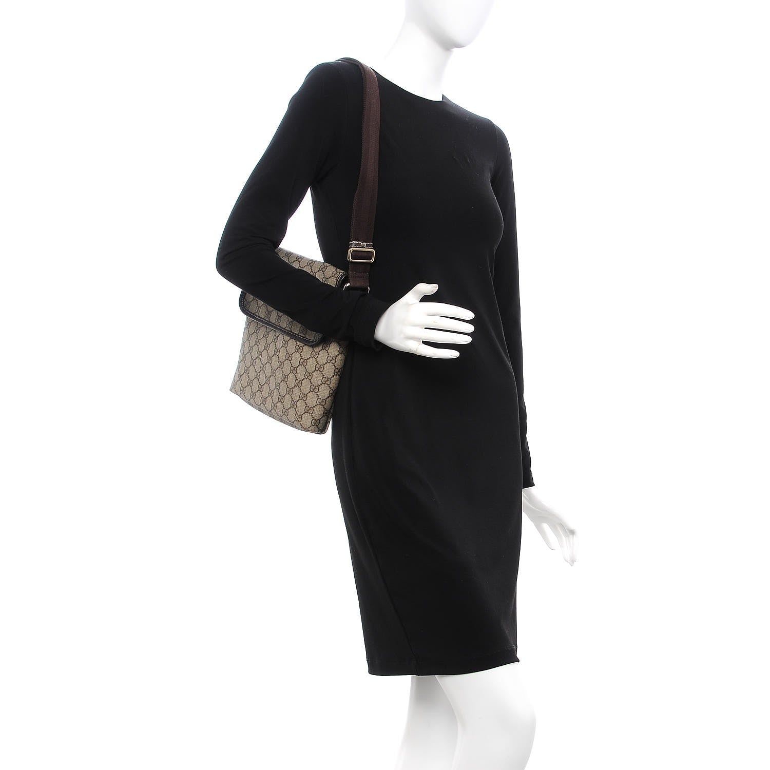 Gucci GG Plus Monogram Small Flap Messenger Bag Beige Dark Brown 2 of 7