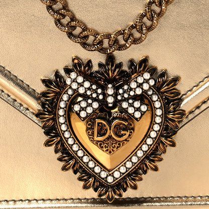 Dolce & Gabbana Smooth Calfskin Devotion Envelope Top Handle Bag Gold 6 of 9