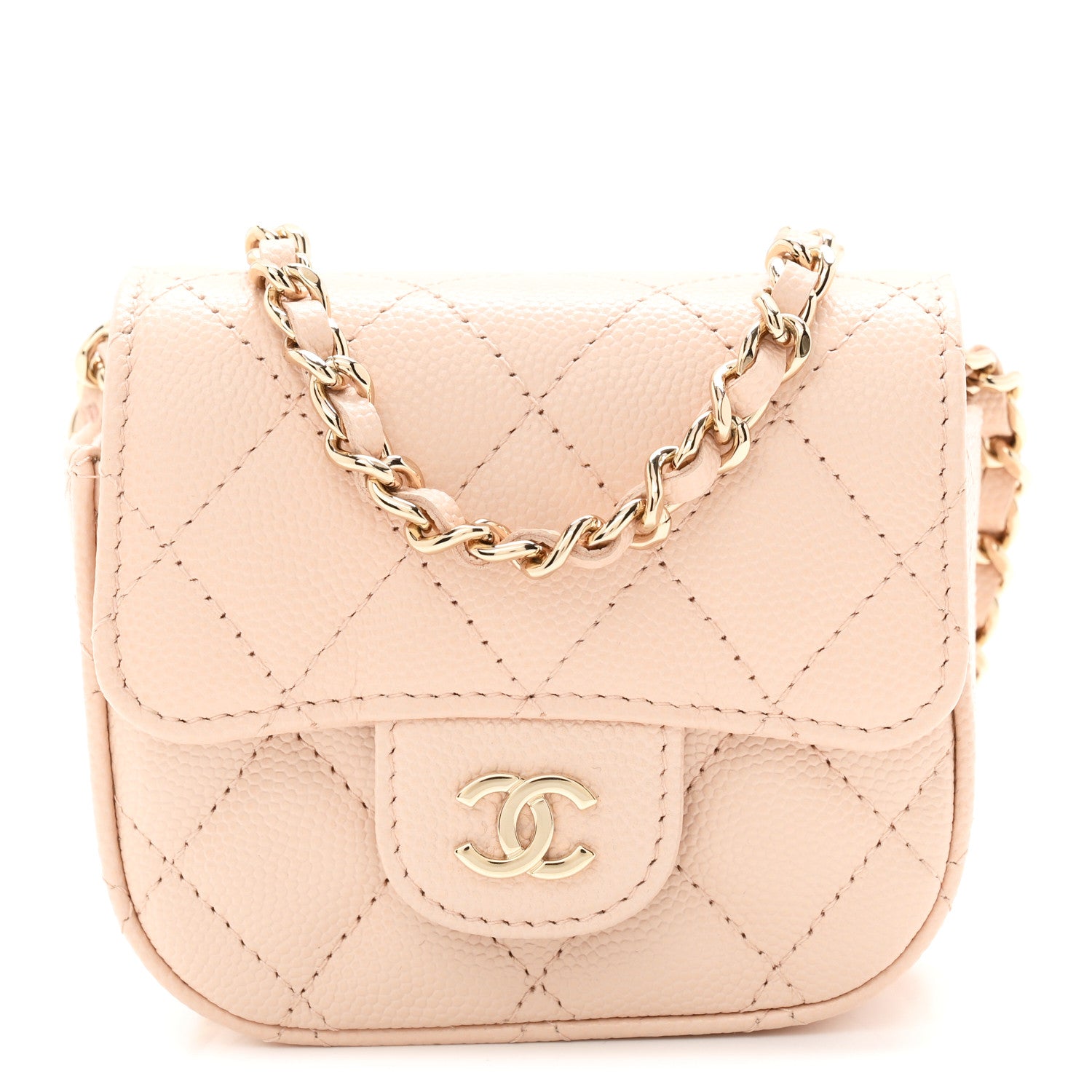 Chanel Caviar Quilted Mini Clutch With Chain Light Beige 9 of 12