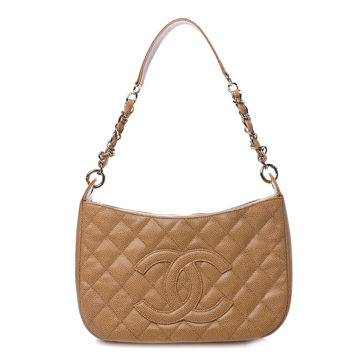 Caviar Quilted Timeless CC Shoulder Bag Beige