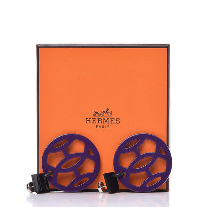 Hermes Buffalo Horn Lacquer Hava Earrings Purple 5 of 5