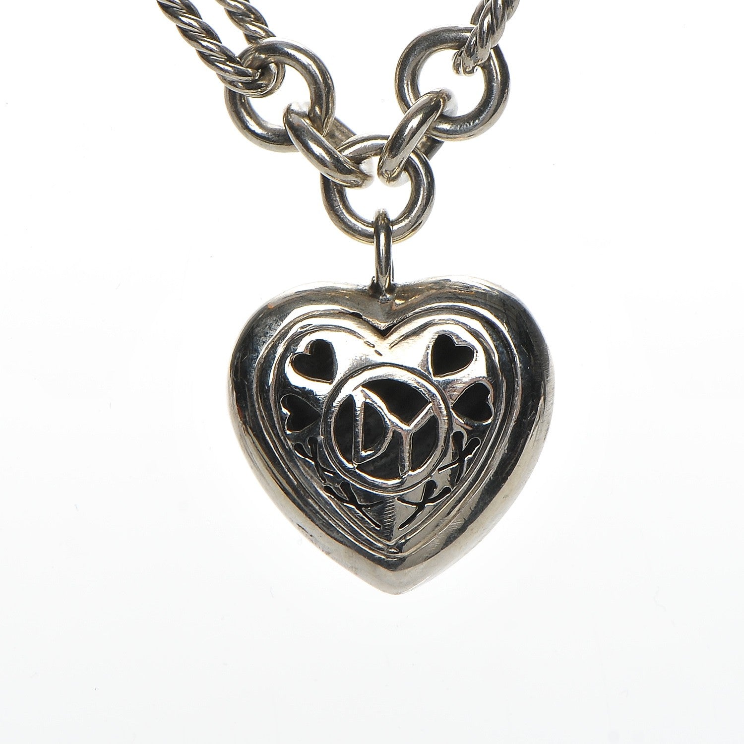 David Yurman Sterling Silver 18K Yellow Gold Cable Heart Figaro Necklace 6 of 7