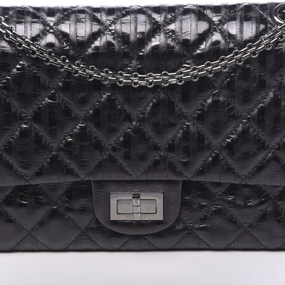 Chanel Metallic Calfskin Striped 2.55 Reissue 227 Flap Black 10 of 11