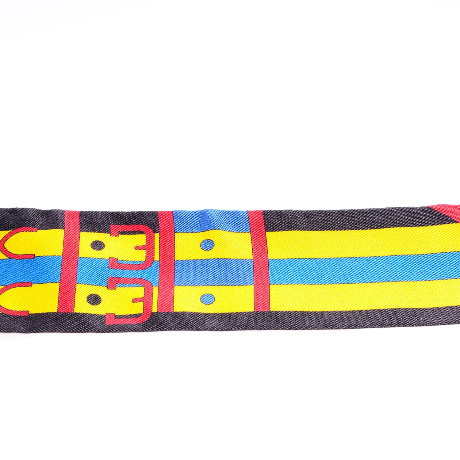 Hermes Silk Rocabar Twilly Bleu Noir Jaune 5 of 6