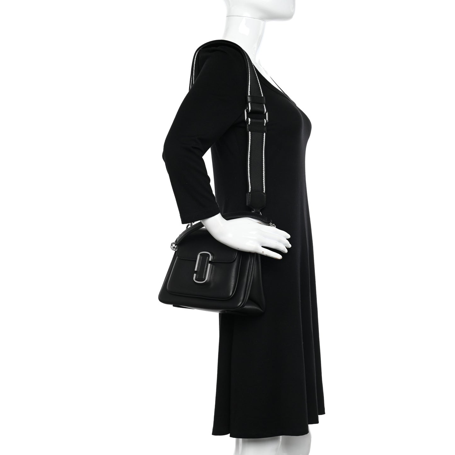 Calfskin J Marc Chain Mini Satchel Black Silver