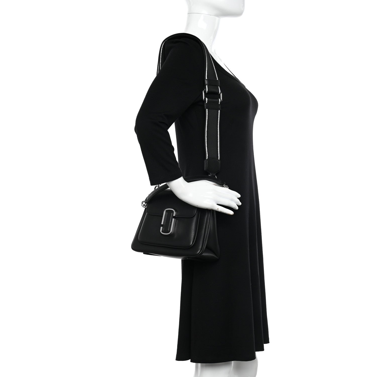 Marc Jacobs Calfskin J Marc Chain Mini Satchel Black Silver 2 of 9