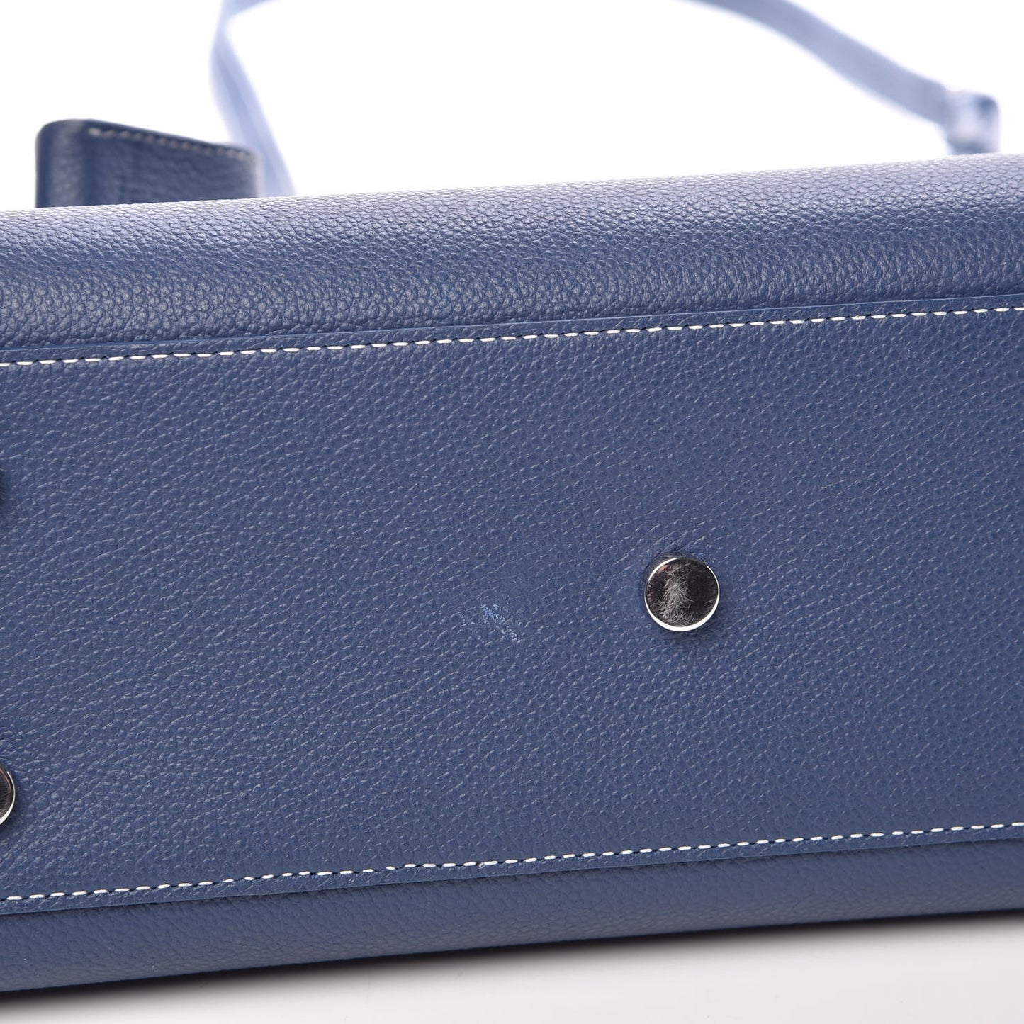 Grained Calfskin Topstitch Baby Sac De Jour Denim