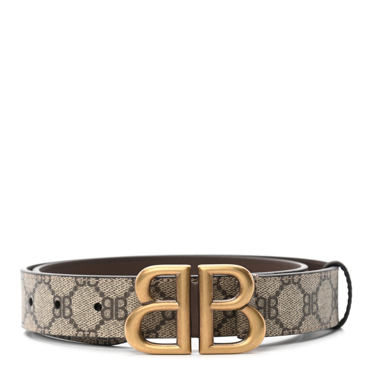 Gucci X BALENCIAGA BB Supreme Monogram Belt 80 Beige Ebony 1 of 5