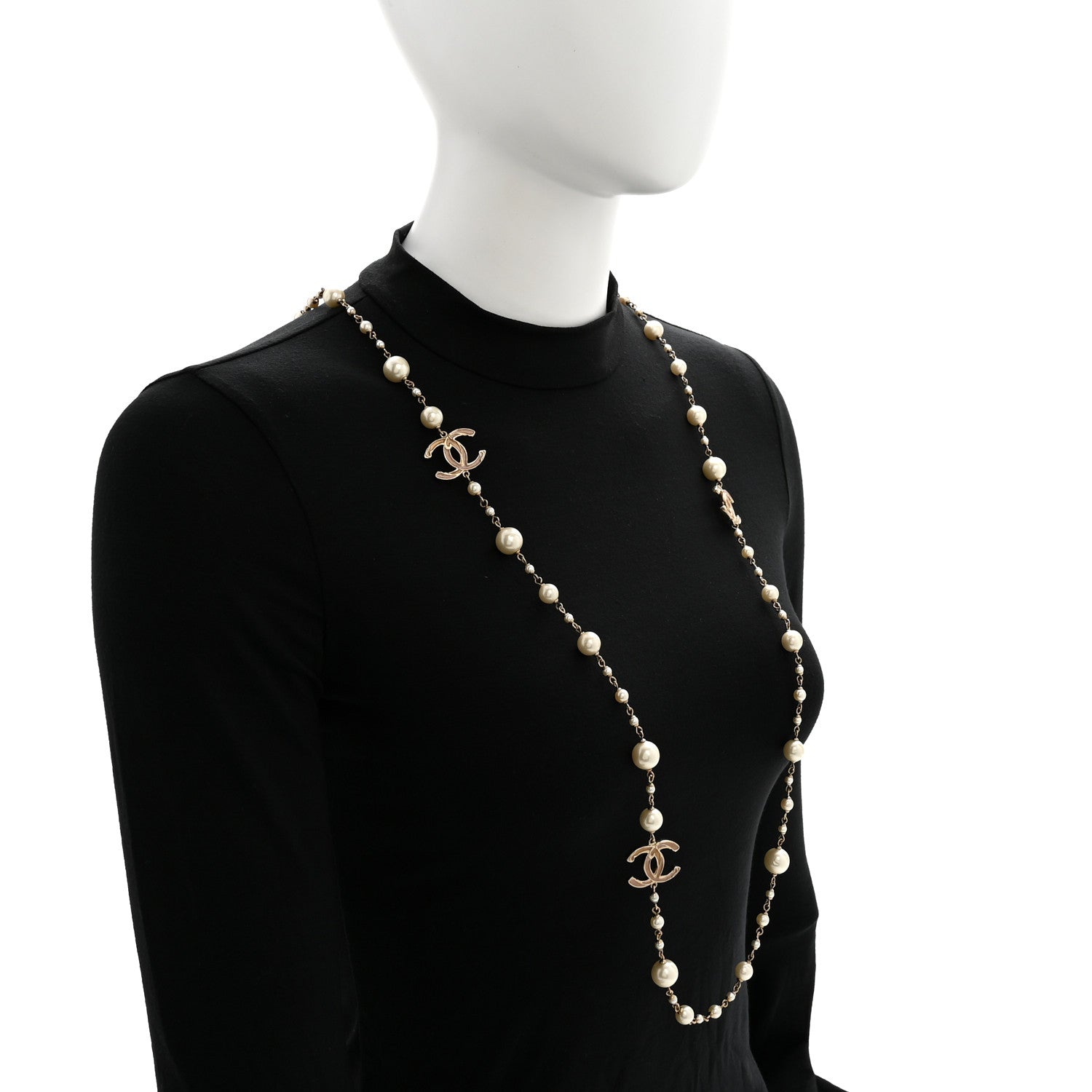 Chanel Pearl CC Long Necklace Gold 2 of 5