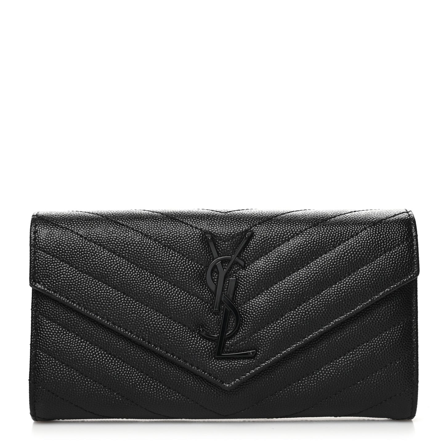 Grain De Poudre Matelasse Chevron Monogram Flap Wallet Black