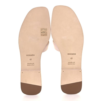 Hermes Box Calfskin Oran Sandals 41 Rose Pale 5 of 9