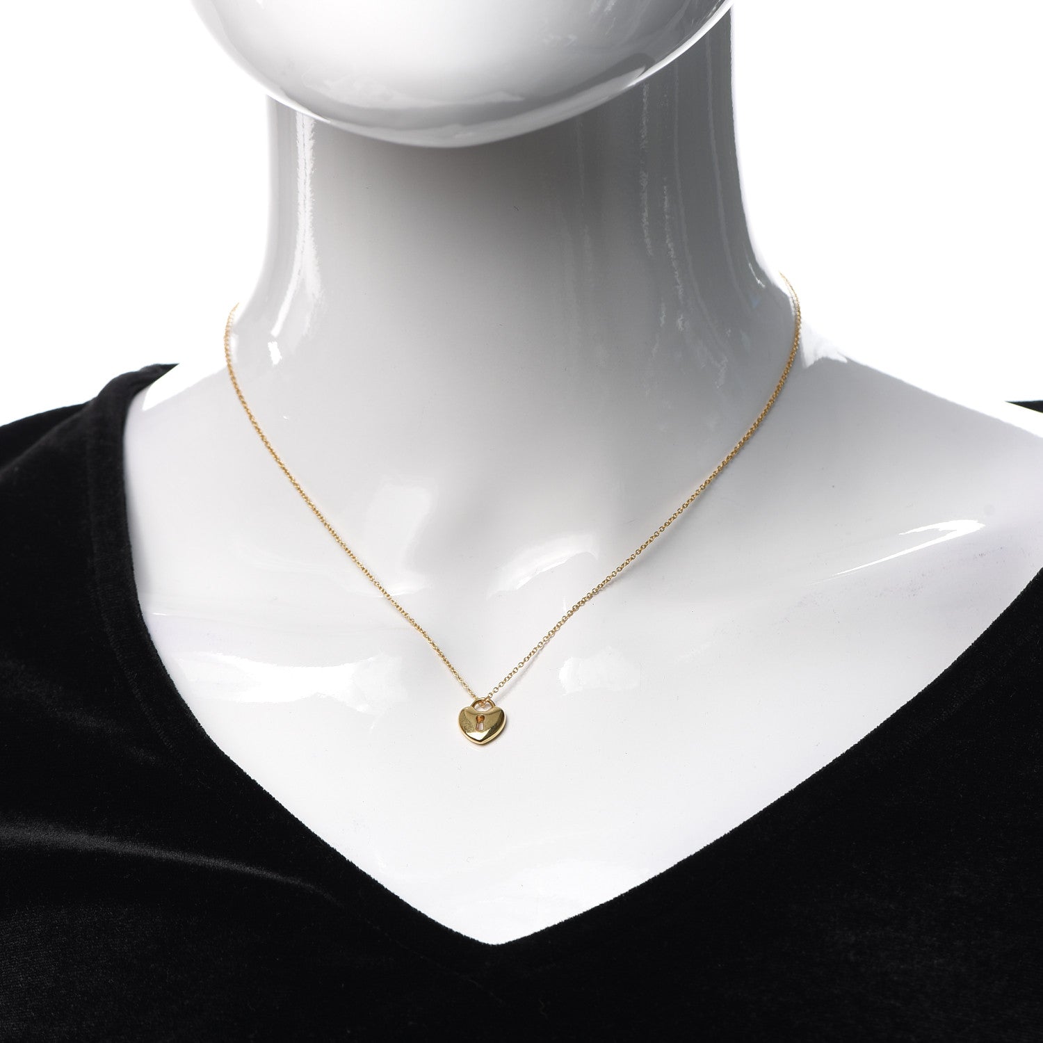 Tiffany 18K Yellow Gold Mini Heart Lock Pendant Necklace 2 of 4