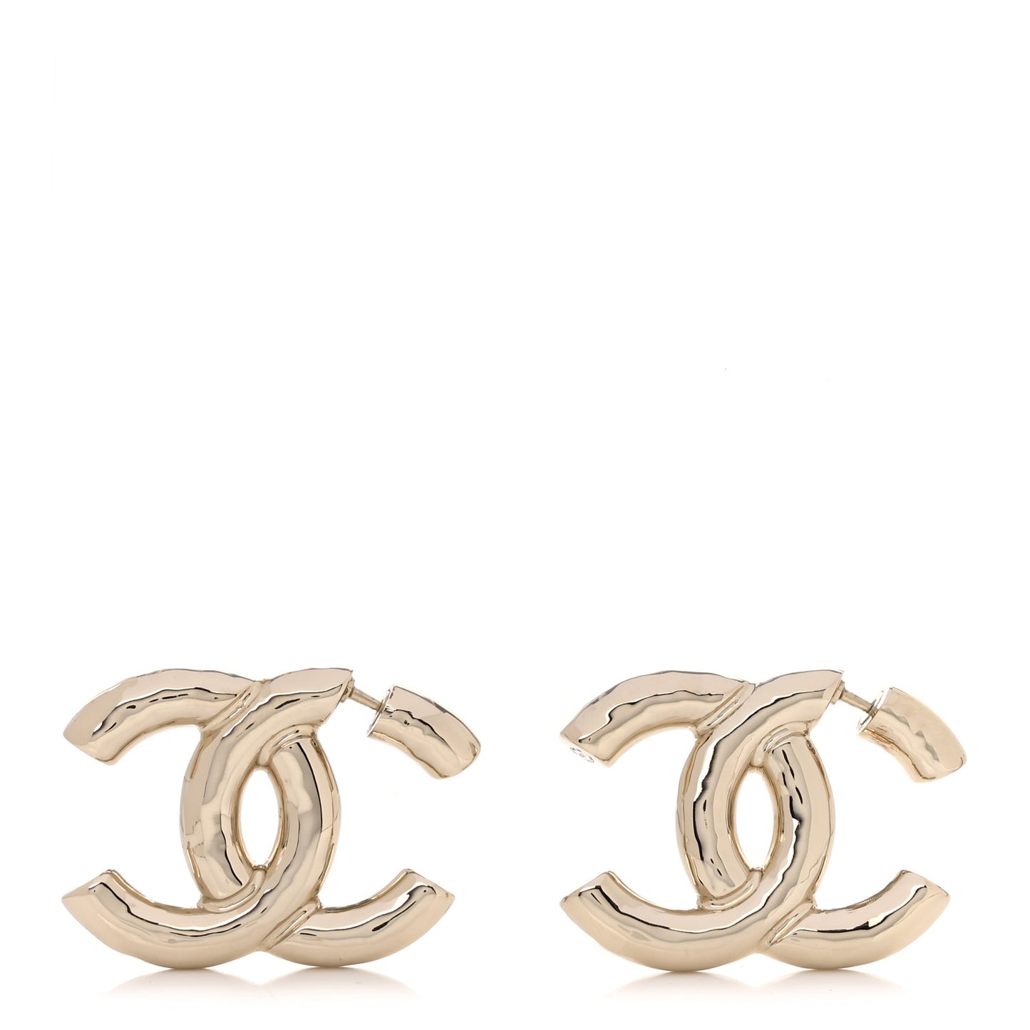Metal Large CC Earrings Light Gold