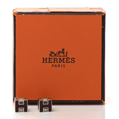 Hermes Palladium Lacquered Cage d'H Earrings Black 5 of 5