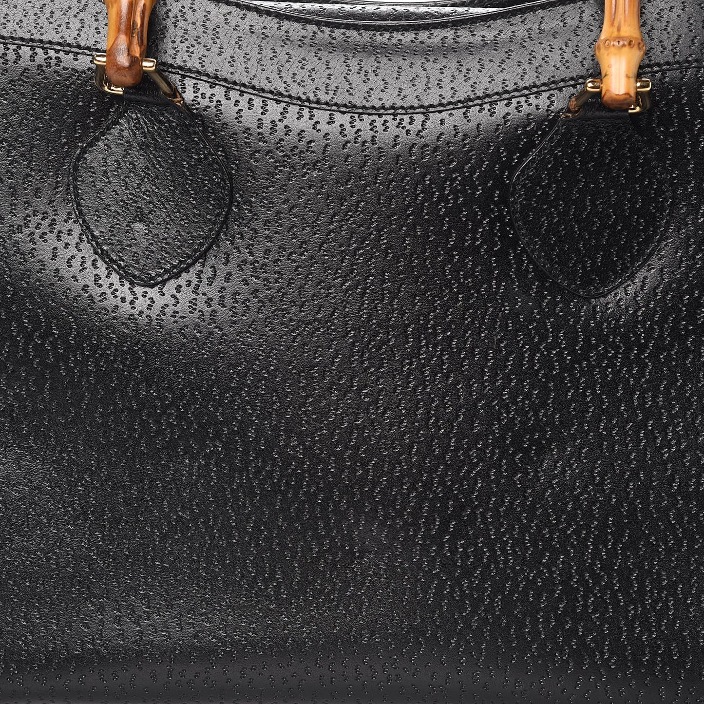 Calfskin Bamboo Top Handle Tote Black